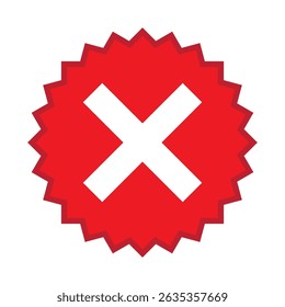 ícone de sinal de marca de x vermelho vetorial