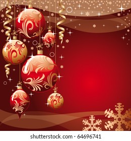 vector red xmas, greeting card