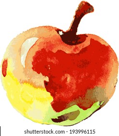 Vector red and yellow apple, watercolor painting on white background Vector red and yellow apple, watercolor painting on white background. Seamless summer pattern with apples