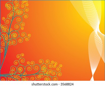 Vector Red yellow blue flourishes Background