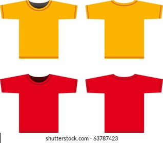 Vector red and yellow t-shirts