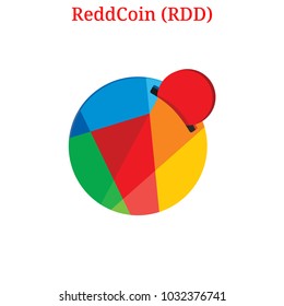 Vector ReddCoin (RDD) digital cryptocurrency logo. ReddCoin (RDD) icon. Vector illustration isolated on white background.