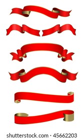 vector red-golden banner lents set