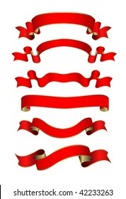 vector red-golden banners set on white