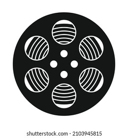 Vector reel film black simple icon isolated on white