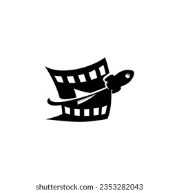 Vector of reel film and plane