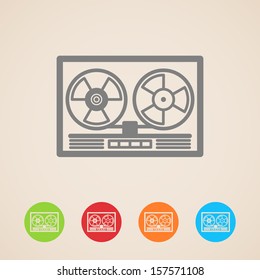 vector reel tape recorder icons 