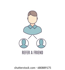 Vector Refer a friend icon in flat linear style. Great infographic element