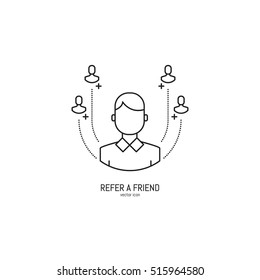 Vector Refer A Friend Icon In Trendy Linear Style. 