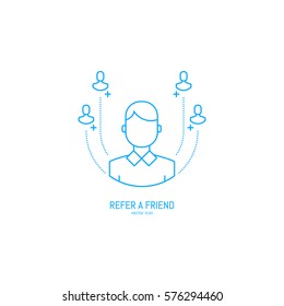 Vector Refer A Friend Icon In Trendy Linear Style.