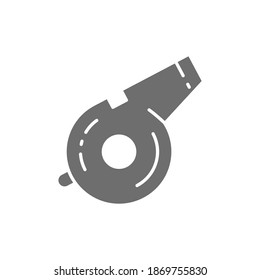 Vector referee whistle, game equipment grey icon.