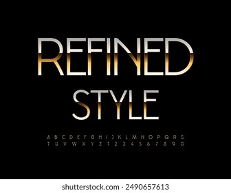 Vector Refined Style Font. Chic Gold Alphabet Letters and Numbers set.