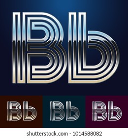 Vector reflective abstract Alphabet set. Different metallic colors. Letter B