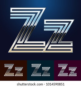 Abstrakter, reflektierender Alphabet-Set. Unterschiedliche metallische Farben. Buchstabe Z