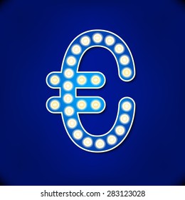 vector reflector light euro symbol art  spot flash icon