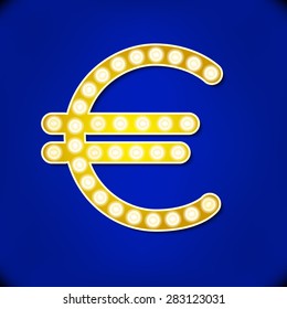 vector reflector light euro symbol art  spot flash icon