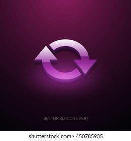Vector refresh 3d icon, two circular arrows