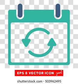 Vector Refresh Calendar Day EPS vector pictograph. Illustration style is flat iconic bicolor cobalt and cyan symbol on a transparent background.