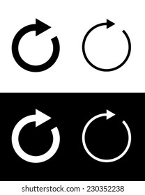 Icono de actualización de vectores en negro e inverso