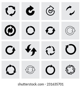 Vector refresh icon set on grey background