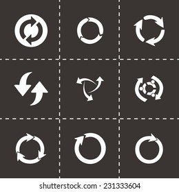 Vector refresh icons set on black background