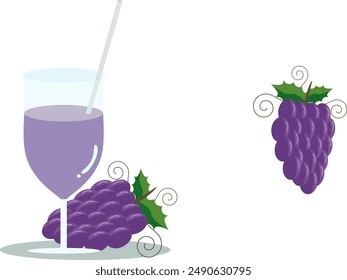 Vector refreshment of grape juice with grapes