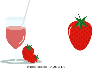 Vector refreshment of Strawberry juice with Strawberry fruit