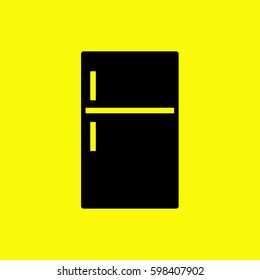 Vector refrigerator Icon. Black icon and yellow