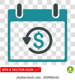Vector Refund Calendar Day EPS vector icon. Illustration style is flat iconic bicolor soft blue symbol on a transparent background.