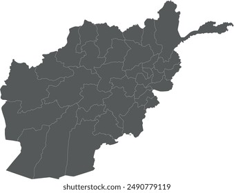 Vector regional blank map of Afghanistan with provinces or territories and administrative divisions. Editable and clearly labeled layers.