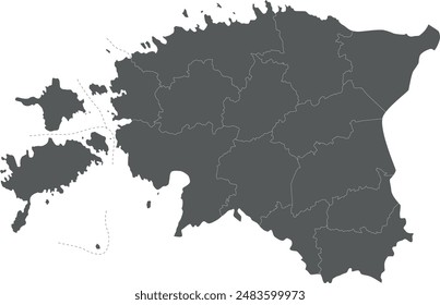 Vektorgrafik Regionalkarte von Estland mit Bezirken und Verwaltungsbezirken. Editierbare und klar beschriftete Ebenen.
