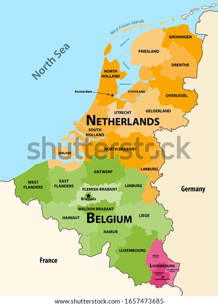 Vector Regions Map Benelux Countries Belgium Stock Vector (Royalty Free ...