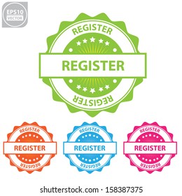 Vector : register colorful sticker