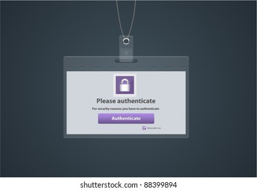 Vector register form in a shape of badge