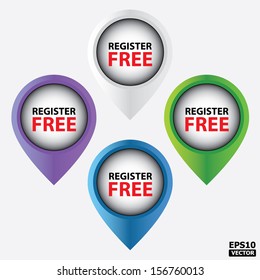 Vector : Register Free button for business and e-commerce.