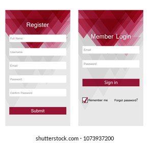 Vector Registration and login form, design template