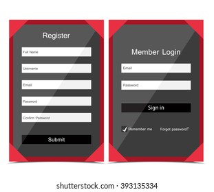Vector Registration and login form, flat UI design