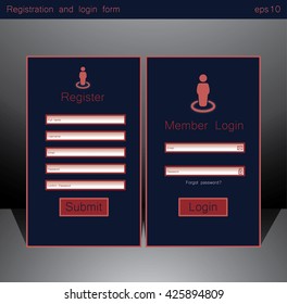 Vector Registration and login form, UI design