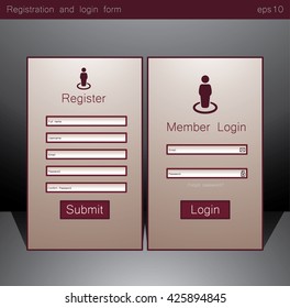 Vector Registration and login form, UI design