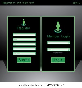 Vector Registration and login form, UI design