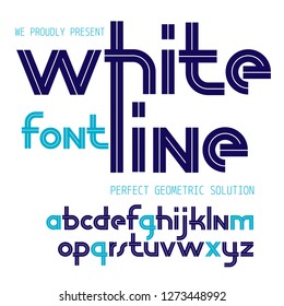 Vector regular lower case English alphabet letters collection with white stripes, for use in logo design for news and broadcasting company.