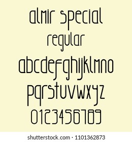 vector of regular modern font and alphabet. Cool font for creative design.
Lowercase letter of Almir special font