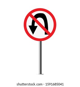 Vector Regulatory signs of No left U-turn isolated on white background. Traffic Sign. road signs. illustration eps 10.