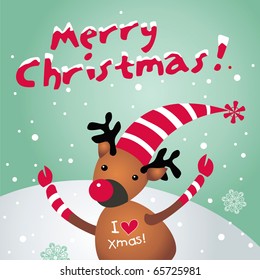 Vector Reindeer Christmas Card
