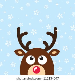 Vector Reindeer Christmas Card with snow background