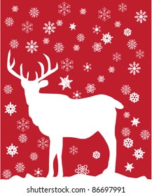 Vector Reindeer On Snowflake Background Stock Vector (Royalty Free ...