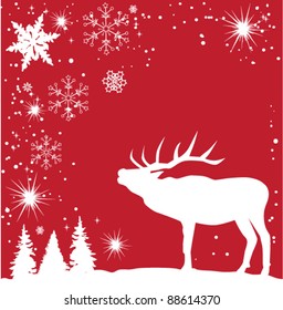 vector reindeer with snowflakes