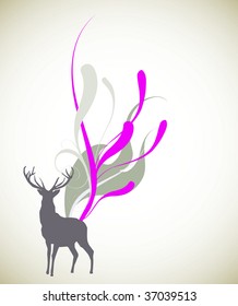 vector reindeer and swirl design