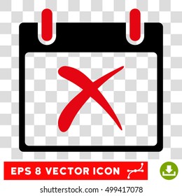 Vector Reject Calendar Day EPS vector icon. Illustration style is flat iconic bicolor intensive red and black symbol on a transparent background.
