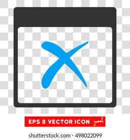 Vector Reject Calendar Page EPS vector pictogram. Illustration style is flat iconic bicolor blue and gray symbol on a transparent background.
